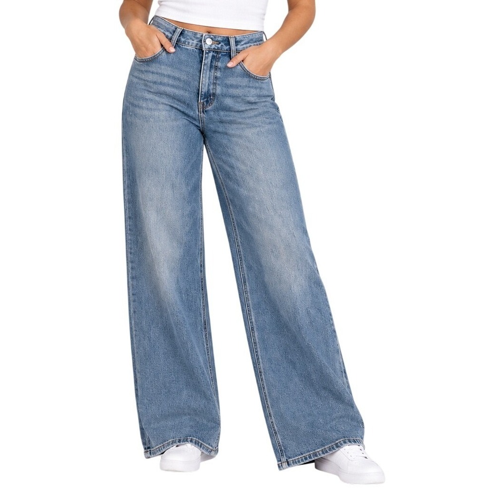 Oneso Los Angeles Medium Wash High Rise Wide Leg Jeans Women's 27